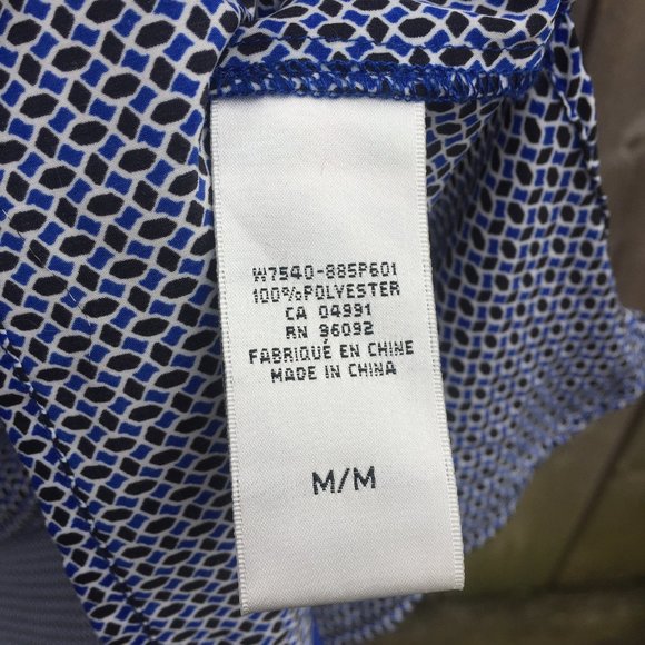 Dalia Collection blue & black geometric band collar blouse - size M - Picture 6 of 8